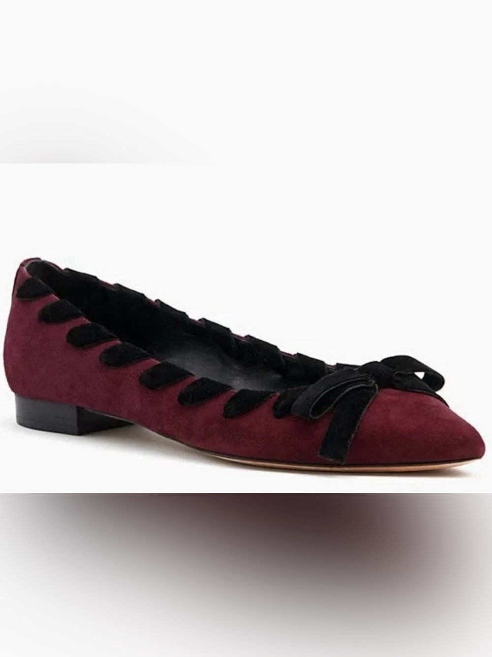 Kate spade New in a box. Burgundy Suede Ballet Flats with Black Trim Size 8.5